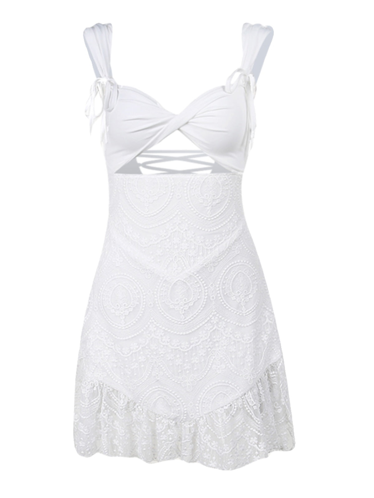 Elena's Whisper Lace Backless Dress