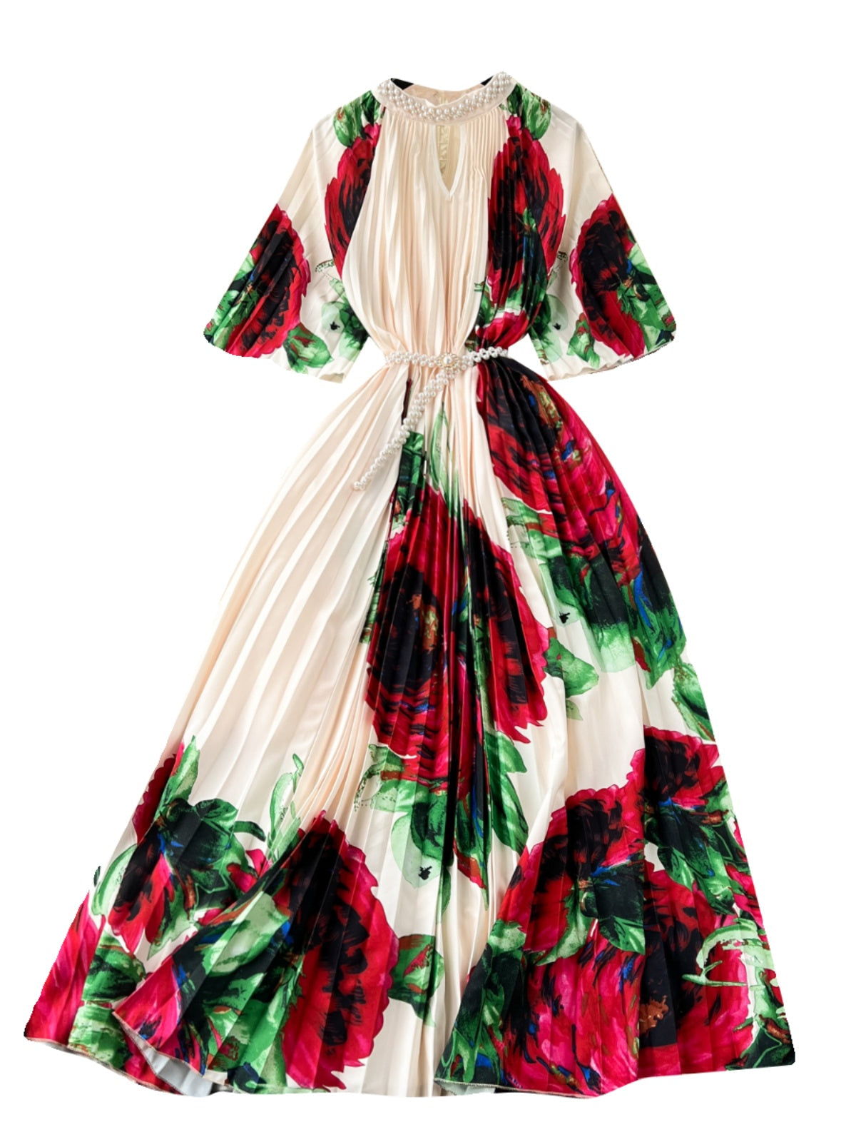 Elegant Floral Embroidered Beaded Dress