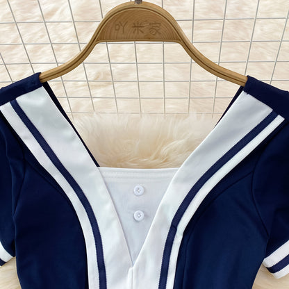 Korean Style Navy Collar Dress