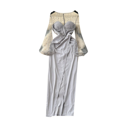 Stella Sequin-Embellished Mesh Maxi Dress
