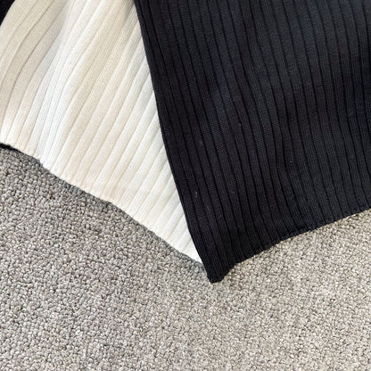 Color Blocking V-neck Patchwork Knitwear