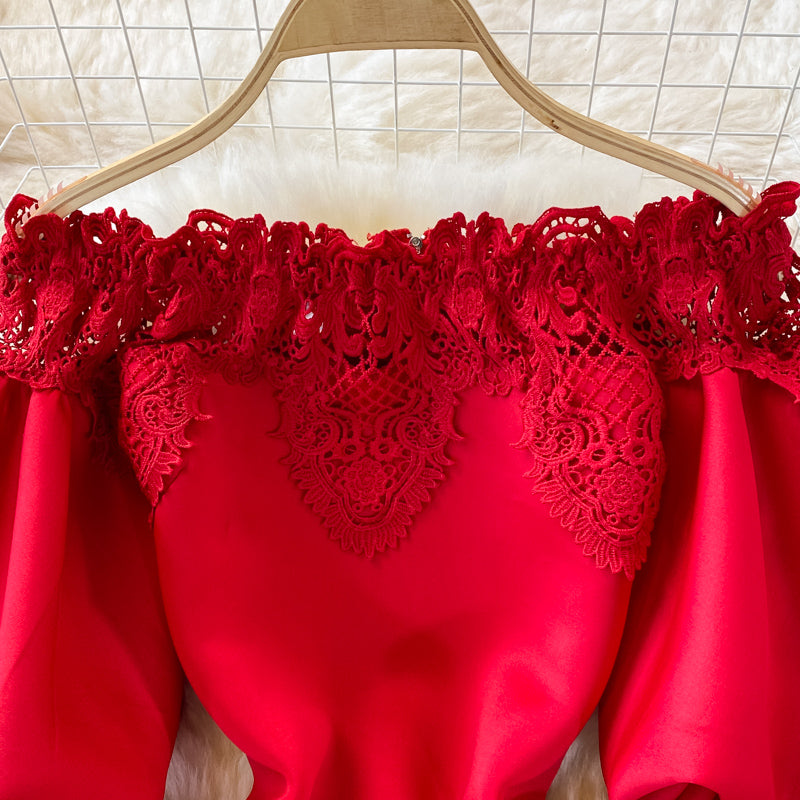 Vintage Lace Off-the-shoulder Dress