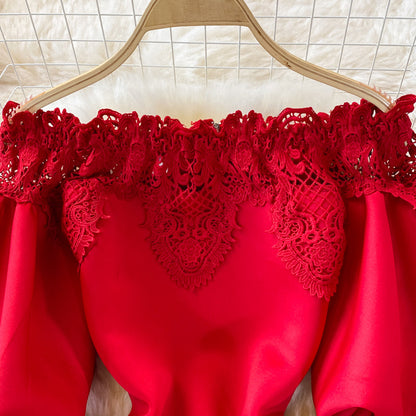 Vintage Lace Off-the-shoulder Dress