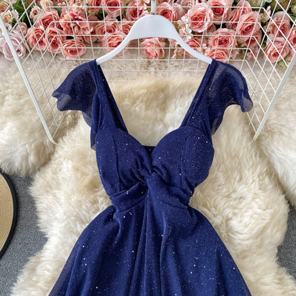 V-Neck Sequined Party Dress