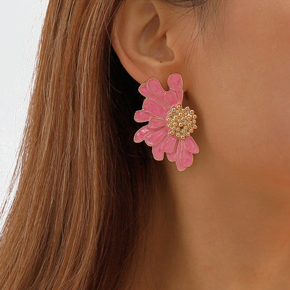 Vintage Alloy Flower Stud Earrings