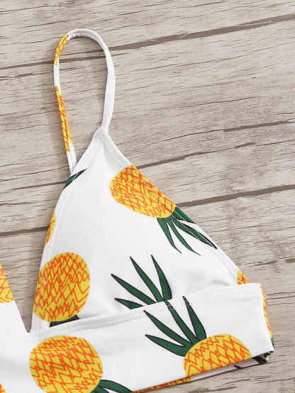 Fruit Pattern Printed High-waist Tankini