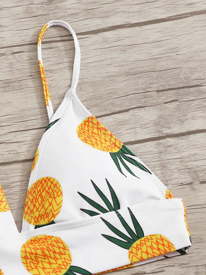 Fruit Pattern Printed High-waist Tankini