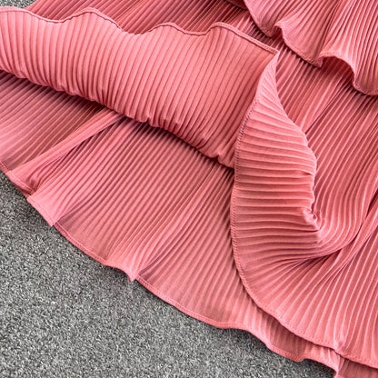 V-Neck High Waist Cake Dress