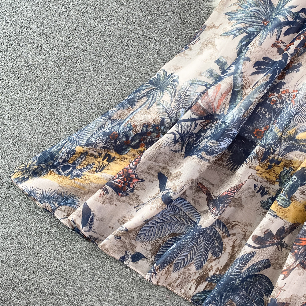 Indigo Painting A-line Maxi Dress