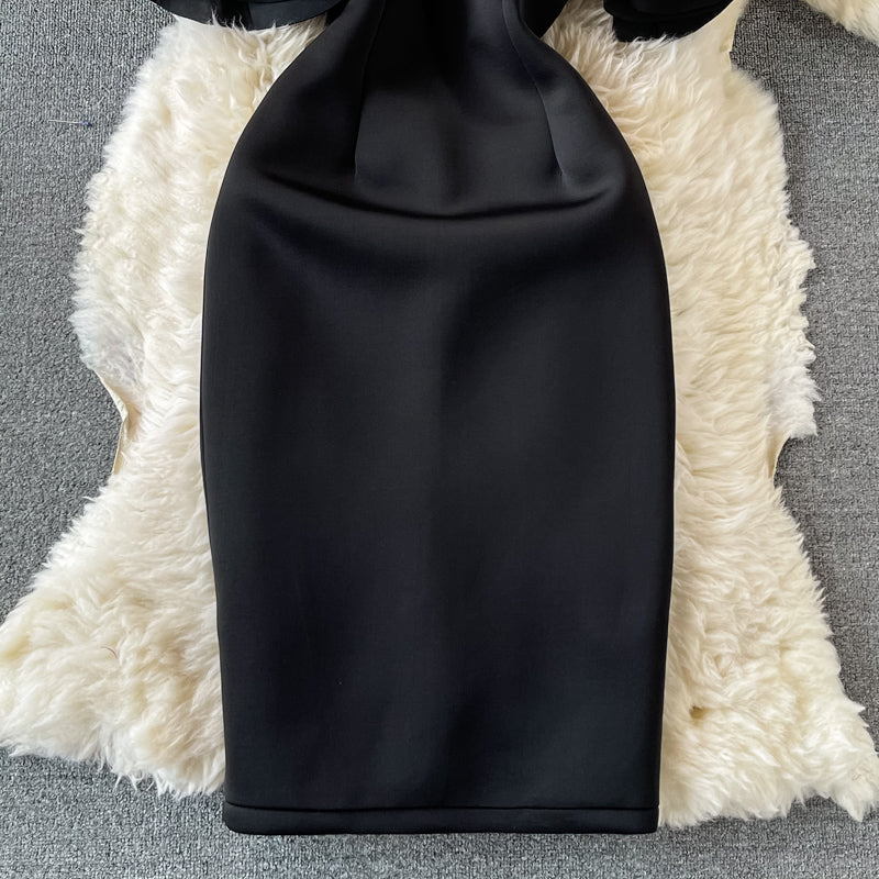Ruffled Off-the-shoulder Bag Hip Dress