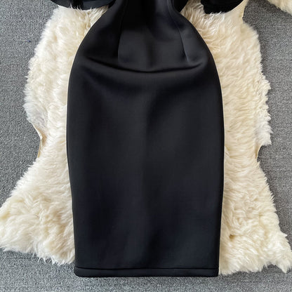 Ruffled Off-the-shoulder Bag Hip Dress