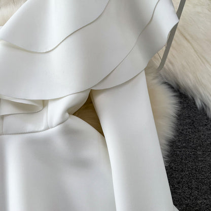 Asymmetrical Ruffle One-Shoulder Top & Palazzo Pants Set