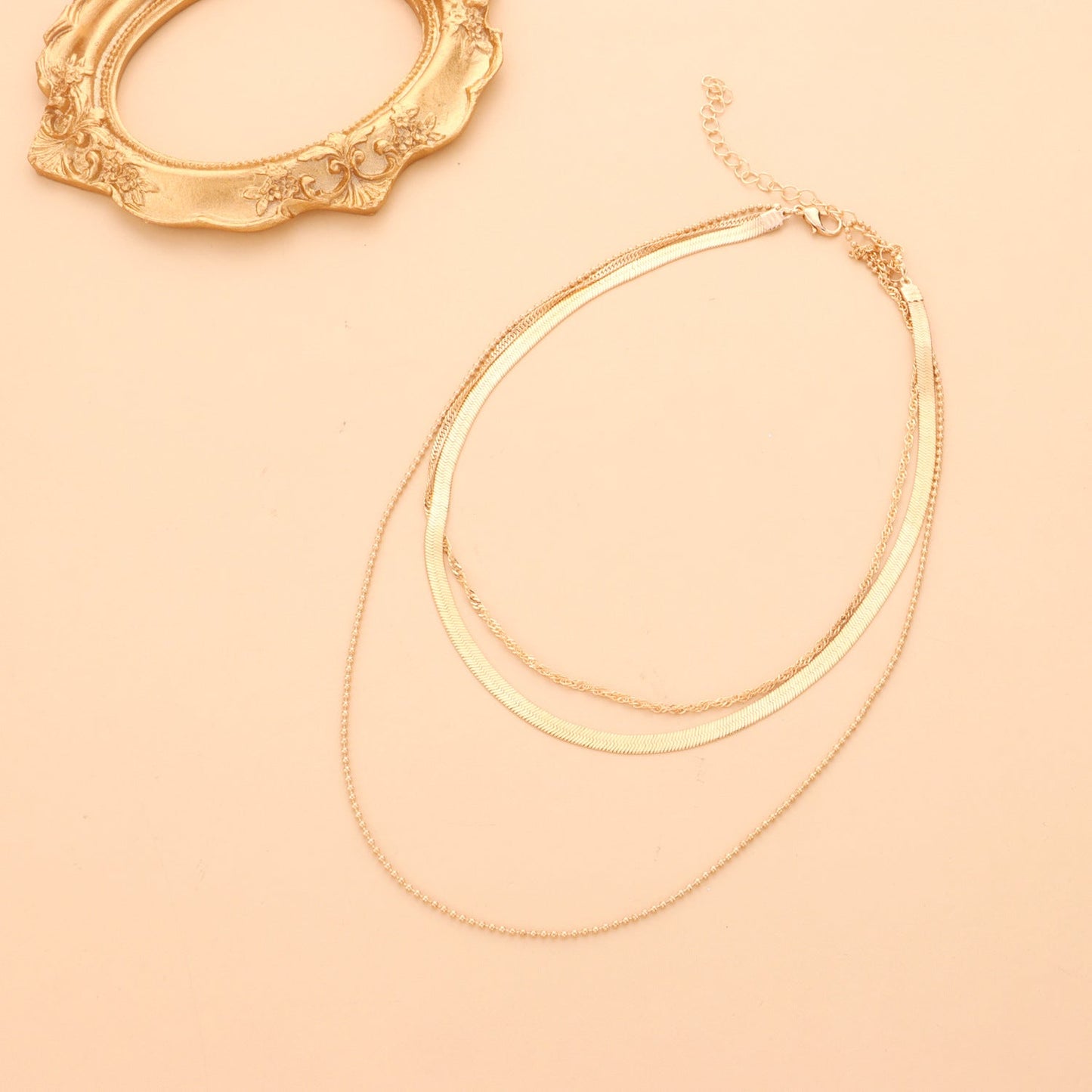 Snake Bone Bead Layered Necklace