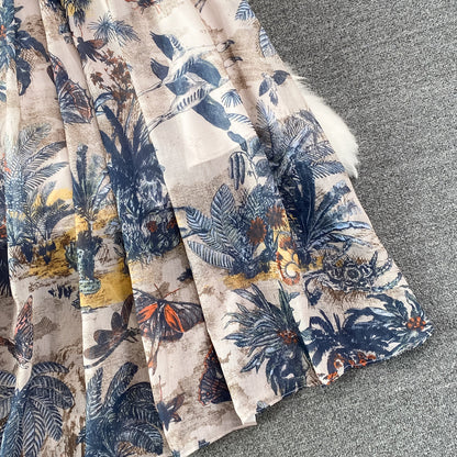 Indigo Painting A-line Maxi Dress