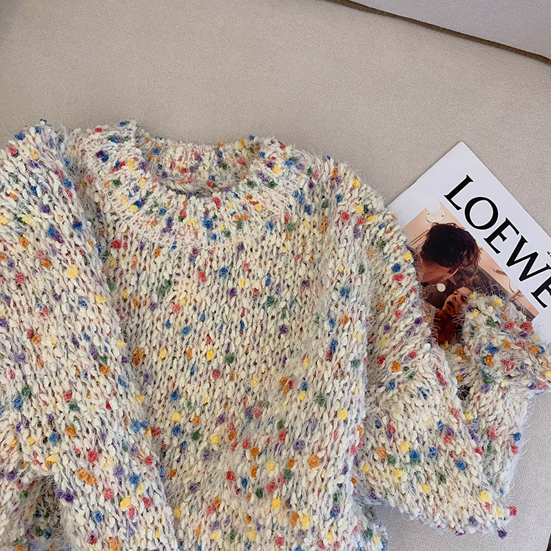 Sweetie Colorful Dot Short Sweater