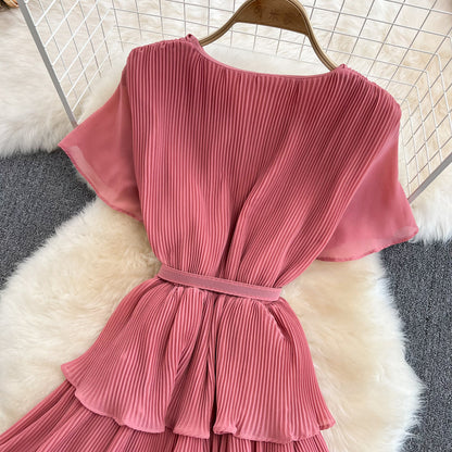 V-Neck High Waist Cake Dress