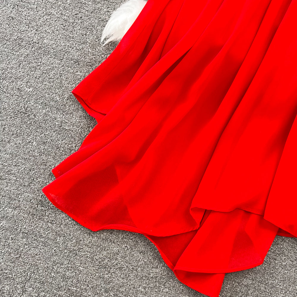 Elegant A-Line Ruffled Maxi Dress