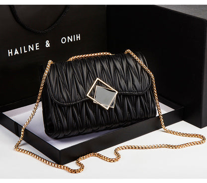Square Buckle Pleated Square Bag
