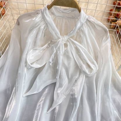 Retro Loose Bow Tie Shirt