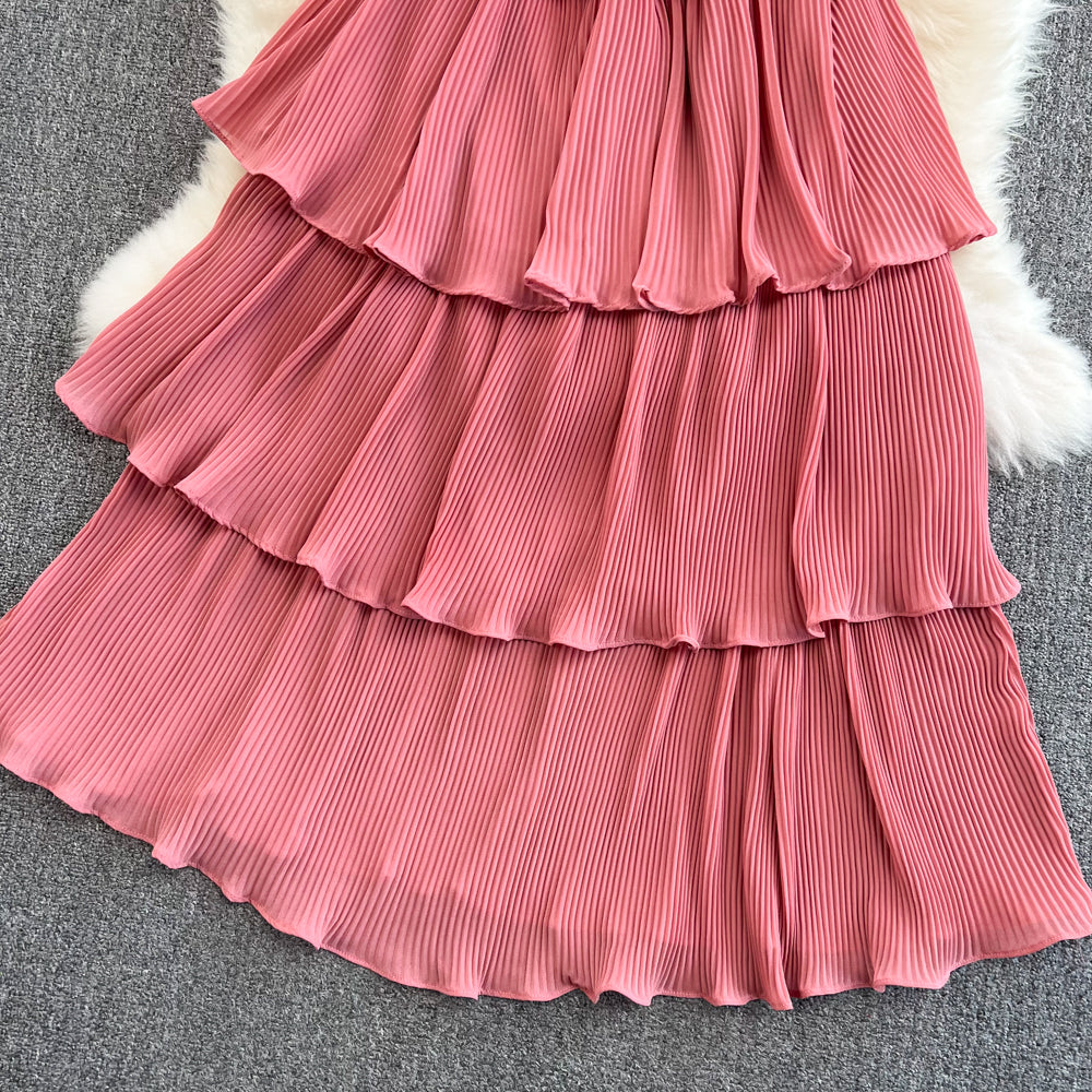 V-Neck High Waist Cake Dress