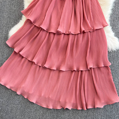 V-Neck High Waist Cake Dress