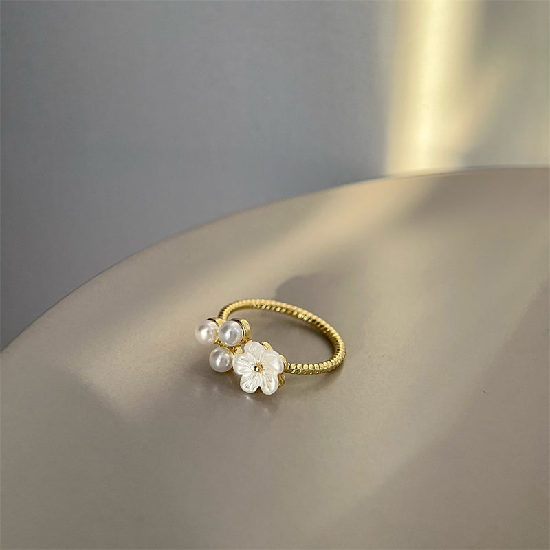 Blumen Perlen Patchwork Legierungsring