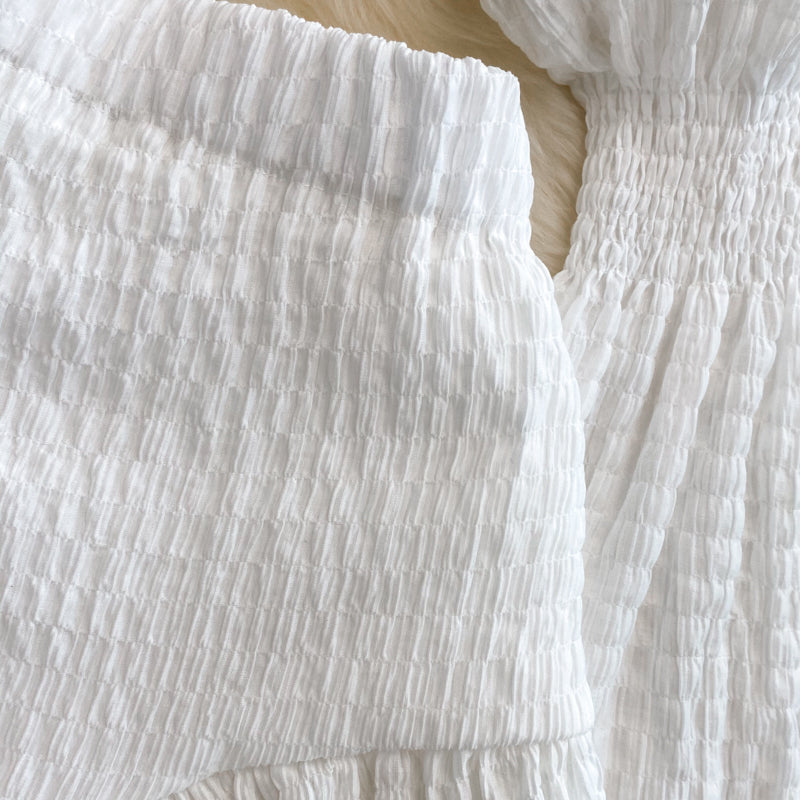 Square Collar Shirt&Shorts 2Pcs Set
