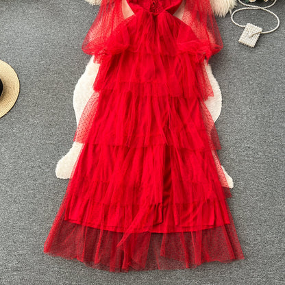 Fairy V-neck Mesh Layer Dress