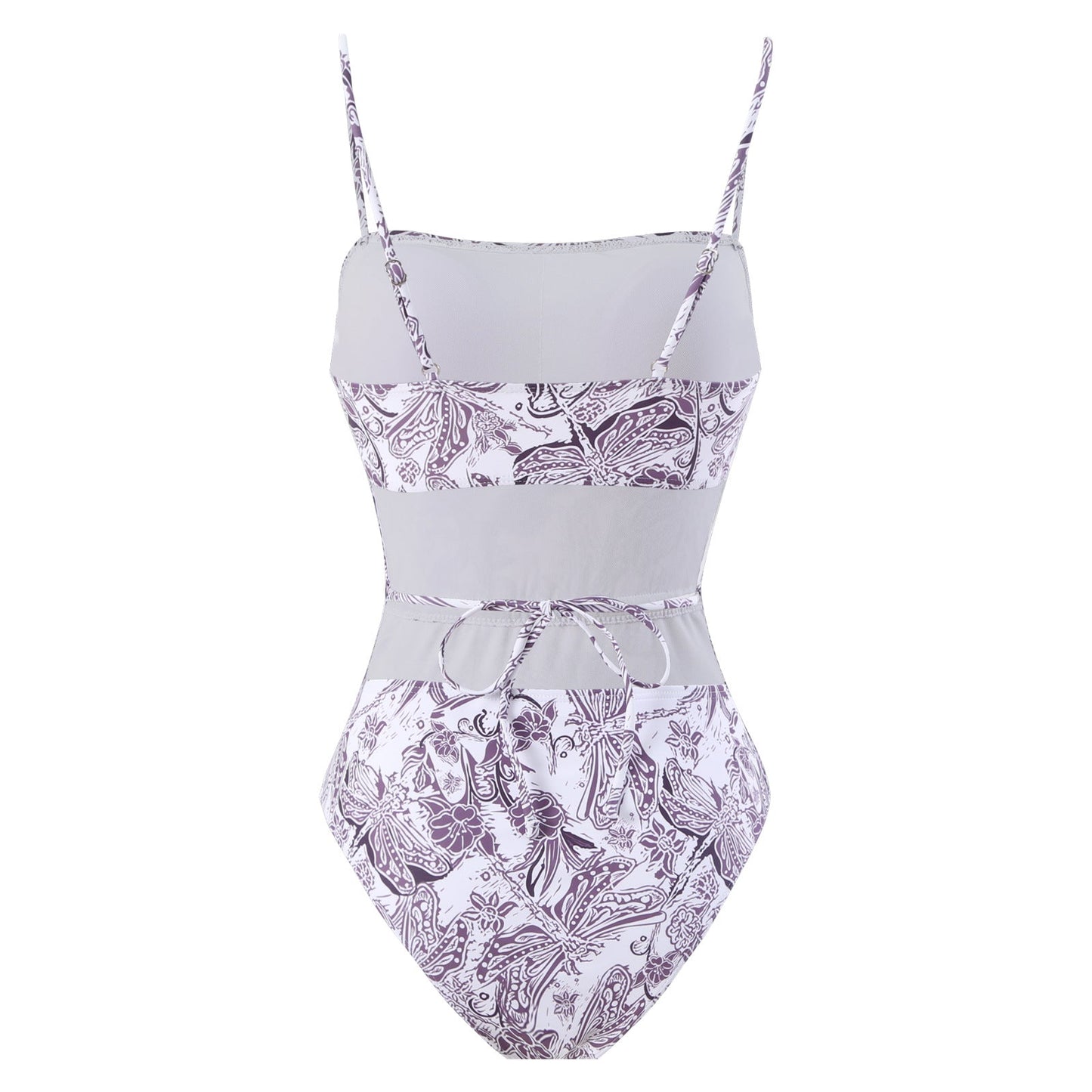 Floral Swimwear&Lace-up Apron Skirt
