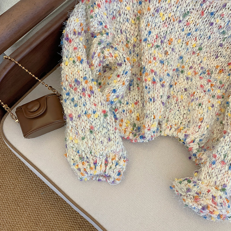 Sweetie Colorful Dot Short Sweater