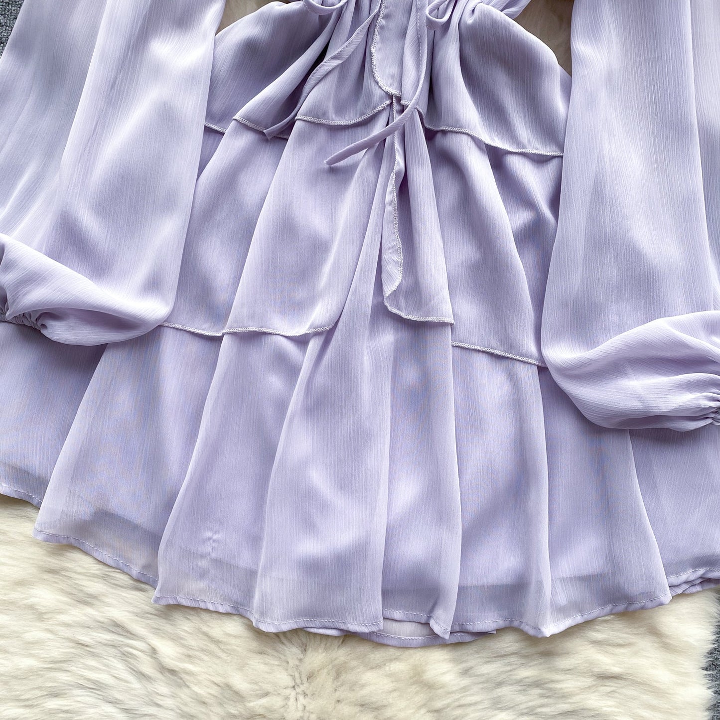 Beaded V-Neck Chiffon Evening Dress
