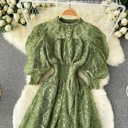 Women's Puff Sleeve French Style Dress