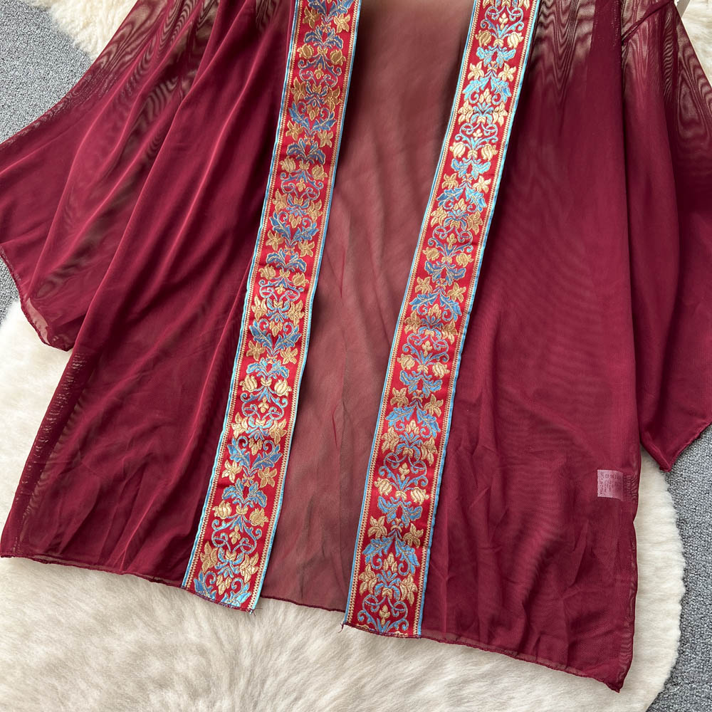 Courtly Cami Dress&Mesh Cardigan 2Pcs