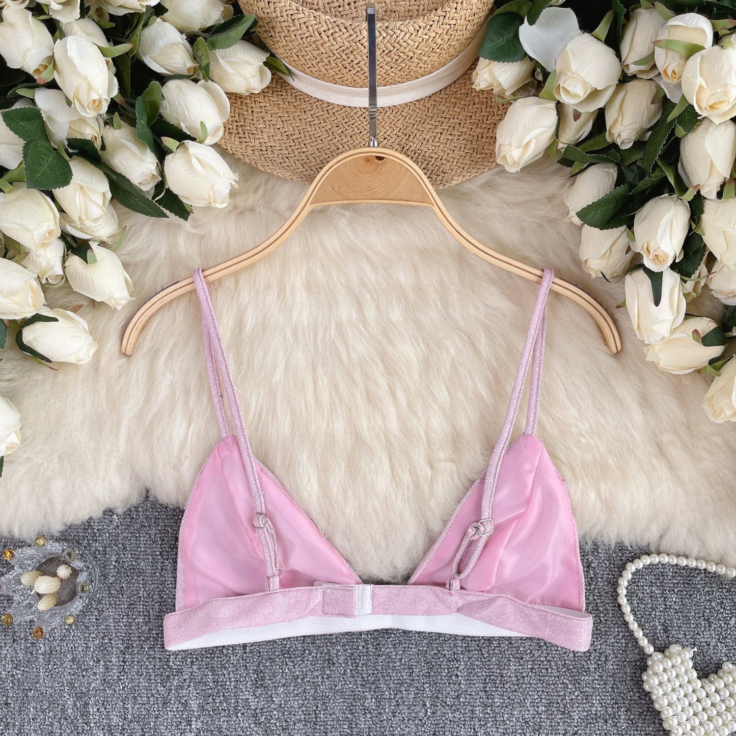 Chic Glossy Sequin Lingerie Top