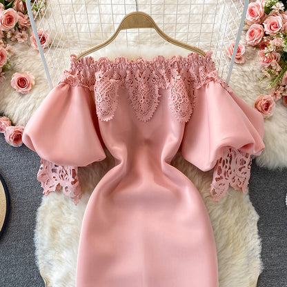 Vintage Lace Off-the-shoulder Dress