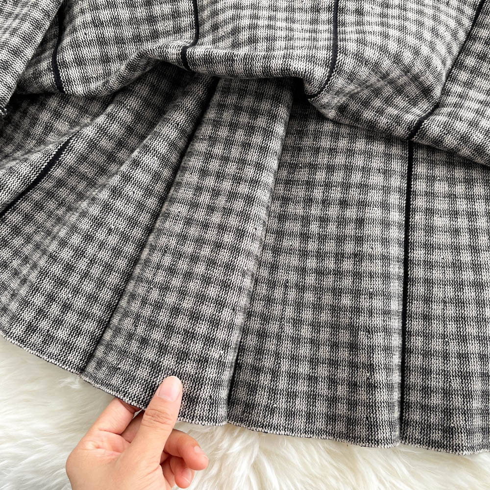 Knit Single-breasted Patchwork Dress