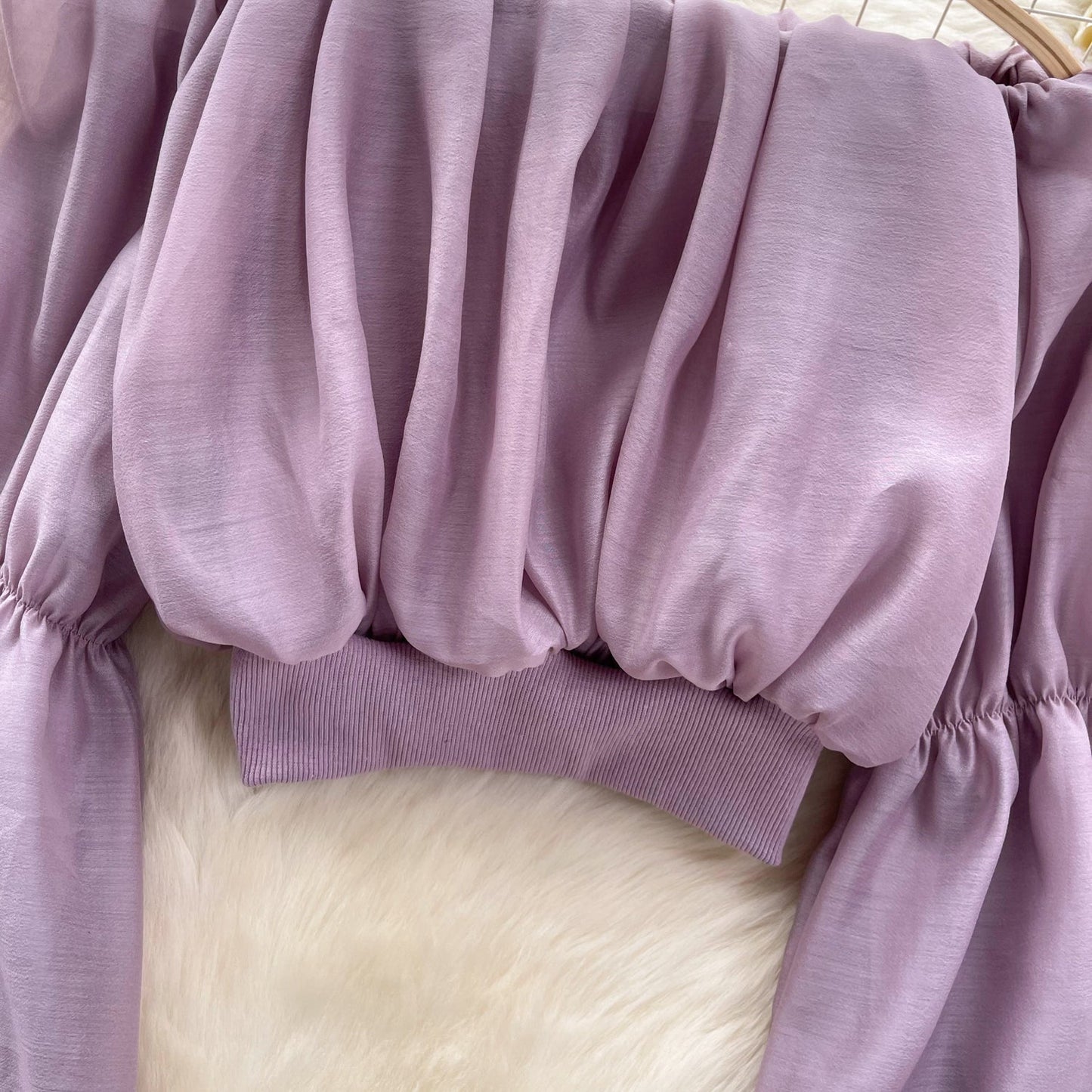 Sexy schulterfreies Chiffontop mit Rüschen