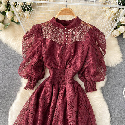 Women's Puff Sleeve French Style Dress