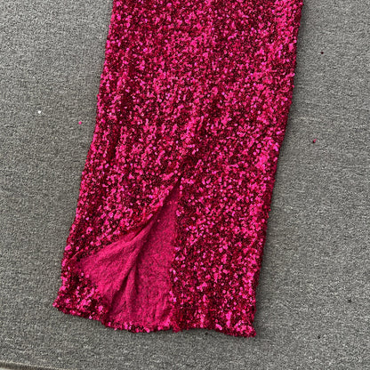Glam Ruffle Blouse & Sequin Skirt Ensemble