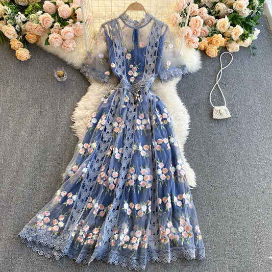 Floral Embroidered Maxi Summer Dress
