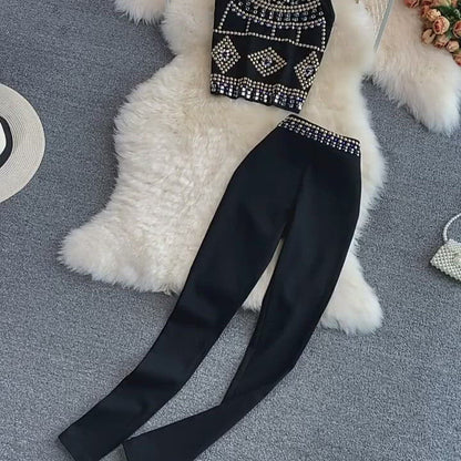 Tailored Sleeveless Vest & High-Waisted Stretch Trousers Set
