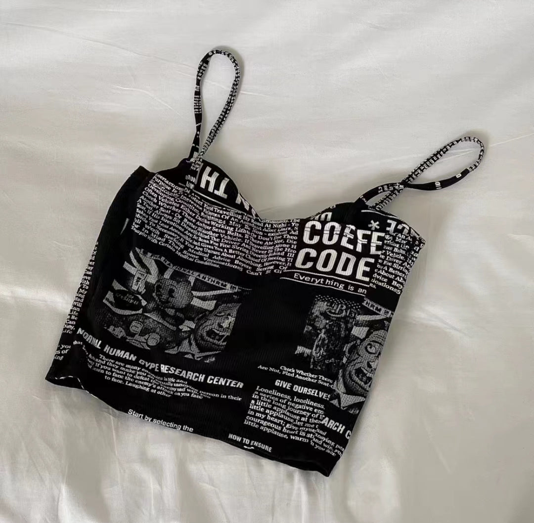 Newspaper Print Camisole