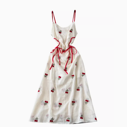 Sweetie Cherry Embroidered Slip Dress