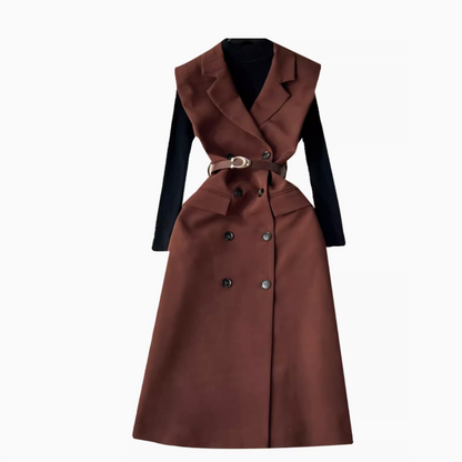 Retro Chic Suit Dress & Black Cardigan