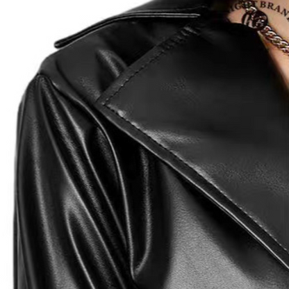 Crinkle-Free Long Leather Jacket