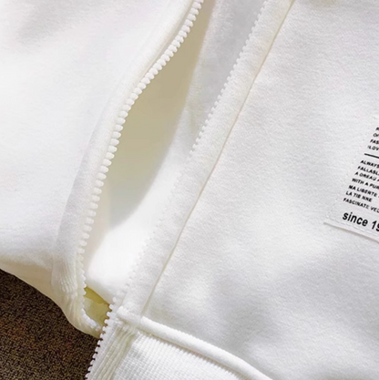 Oversized Zipped Fleece Hooded Sweatshirt