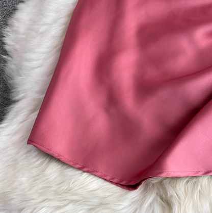 Draped Neckline Drawstring Slip Dress