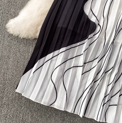 Knitwear & Pleated Skirt Printed 2Pcs