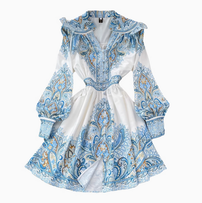 V-neck Floral Printed A-line Dress