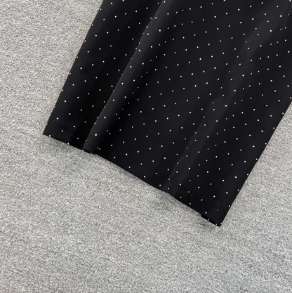 Rhinestone Studded Black Shirt & Skirt 2Pcs